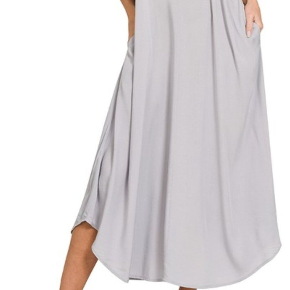 Zenana Woven Arc Hem Cami Dress With Flowy Pockets - Picture 3 of 3